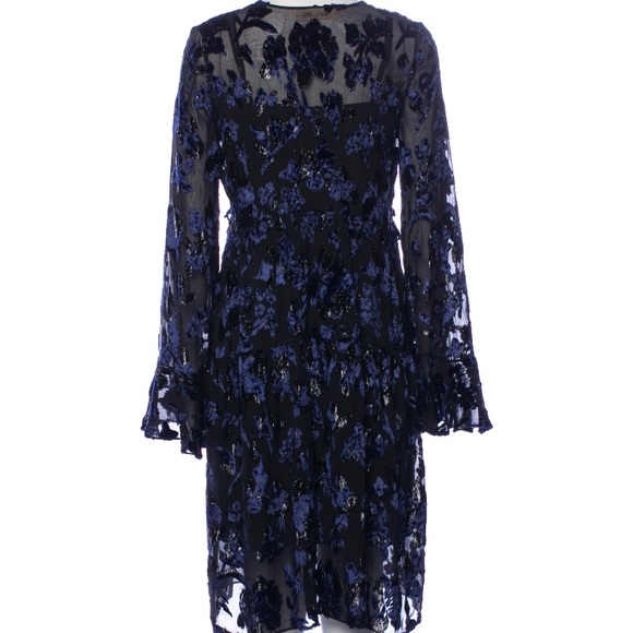 NWOT Diane Von Furstenberg Adelita Metallic Devore-Chiffon Dress - Picture 12 of 12